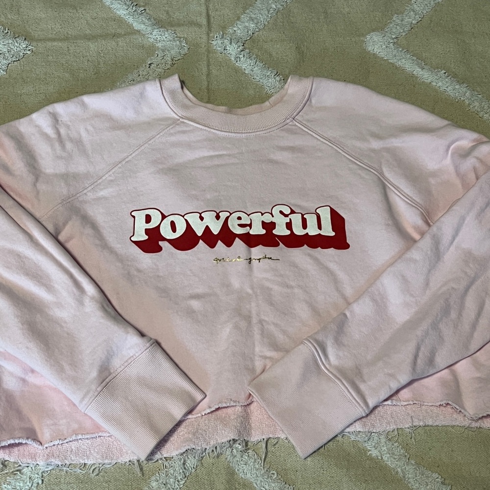 Spiritual Gangster Baby Pink 'Powerful' Cropped Sweatshirt Size Small - Picture 2 of 11